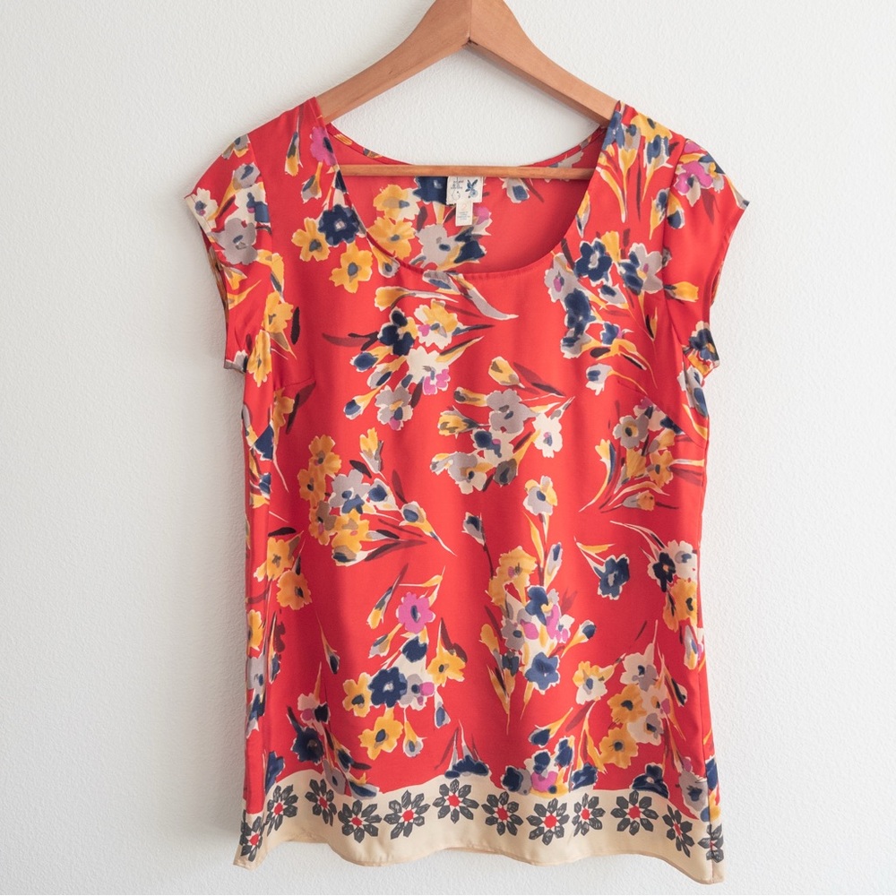 Anthropologie Edme & Esyllte Blazing 100% Silk Blouse | Size 2